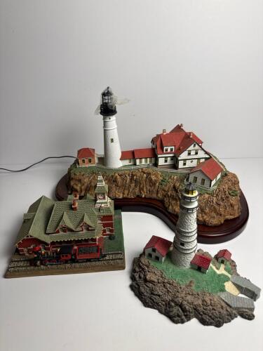 Trio of Danbury Mint Collectible Lighthouses