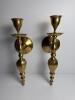 Pair Polished Brass Wall Candle Sconces