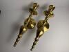 Pair Polished Brass Wall Candle Sconces - 2