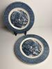 Set of 2 Currier & Ives &ldquo;The Old Grist Mill&rdquo; Blue Dinner Plates by Royal