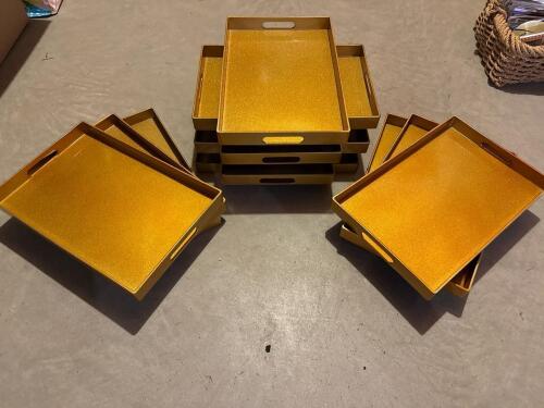 Metallic Gold Serving Trays, Set of 12