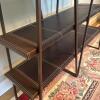 Metal A-Frame Bookcase with Faux Leather Shelves - 4