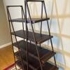 Metal A-Frame Bookcase with Faux Leather Shelves - 7