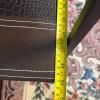 Metal A-Frame Bookcase with Faux Leather Shelves - 11
