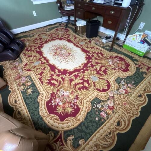 Stunning Aubusson-Style Floral Needlepoint Tapestry Rug, 11&rsquo;9&rdquo; x 8&rsquo;3&rdquo;