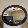 Large Oval Wall Mirror with Dark Brown Wood Frame