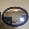 Large Oval Wall Mirror with Dark Brown Wood Frame - 2