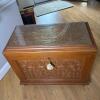 Ornate Hand-Carved Wood Storage Cabinet with Glass Top & Key, made in Morocco - 2
