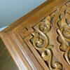 Ornate Hand-Carved Wood Storage Cabinet with Glass Top & Key, made in Morocco - 4