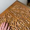 Ornate Hand-Carved Wood Storage Cabinet with Glass Top & Key, made in Morocco - 5