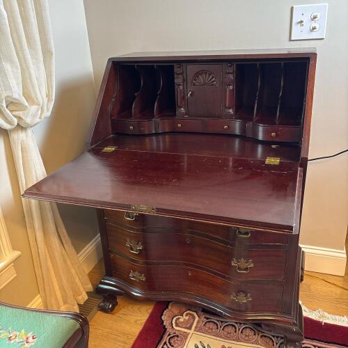 Vintage Chippendale Style Wooden Secretary Desk