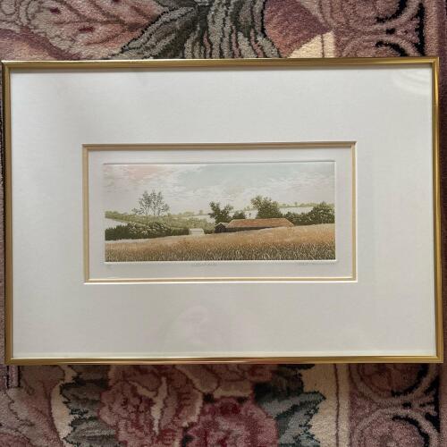Framed Landscape Print, "Outfield - Wilts," Signed and Numbered, 17"x12"