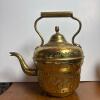 Middle Eastern Brass & Copper Tableware Lot &ndash; Engraved Teapots, Cauldron, Ewer, Decorative Plates - 16