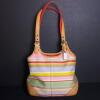 Coach Legacy Stripe Bag Fabric & Leather With Magnetic Snap