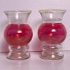 Pair of Pink Glass Mini Bud Vases with Gold Trim