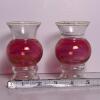 Pair of Pink Glass Mini Bud Vases with Gold Trim - 4