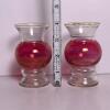 Pair of Pink Glass Mini Bud Vases with Gold Trim - 6