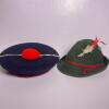 Traditional Bavarian Tyrolean Hat Green Wool w/ Pins & Feather + French Chasseur Alpins Beret - 2