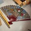 Large Chinese Decorative Hand-Painted Wall Fan With Original Box