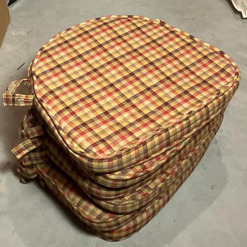 Set 6 Multicolor Plaid Chair Seat Cushions