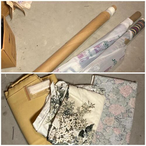 Assorted Fabric Lot- 3 Reams And 3 Bundles Of Fabric