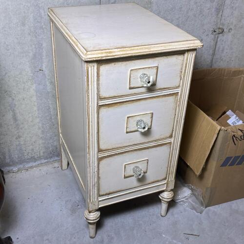 Shabby Chic Style Distressed 3-Drawer Wooden Nightstand