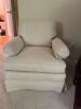 Pair of Thomasville Upholstered Striped Armchair Swivel Rockers - 2