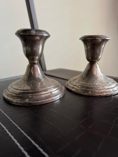 Pair of Sterling Silver Weighted Candlesticks