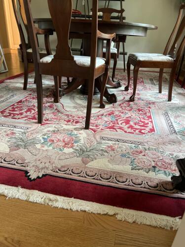 Red Floral Wool Area Rug 8'9"x11'7"