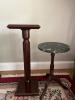 Bombay Co. Wood Pedestal Stand & Round Green Marble-Top Pedestal