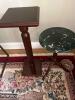 Bombay Co. Wood Pedestal Stand & Round Green Marble-Top Pedestal - 2