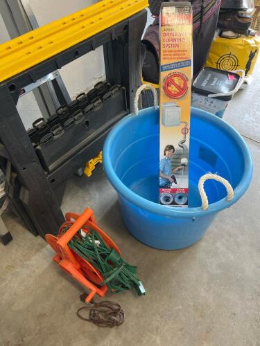 LintEater Dryer Vent Cleaning Kit, Plastic Bucket, Extension Cord Reel, Sawhorses, Etc.
