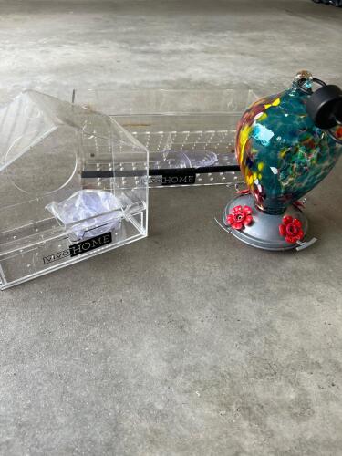 Glass Hummingbird Feeder & 2Acrylic Window Bird Feeders