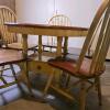 Farmhouse-Style Round Dining Table with Drawer and 5 Spindle-Back Chairs - 3