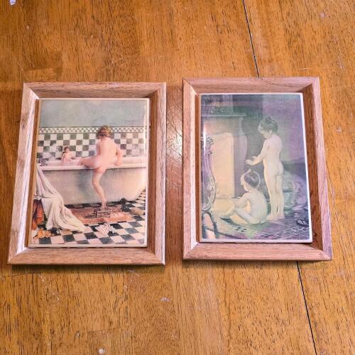 Vintage Kimberly Enterprise Ceramic Wall Art, Set of Two