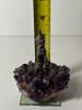 Metal Howling Wolf Figurine on Amethyst Crystal Cluster with Glass Base - 2