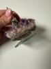 Metal Howling Wolf Figurine on Amethyst Crystal Cluster with Glass Base - 3