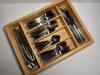 Stainless Steel Flatware Set with Wooden Organizer Tray