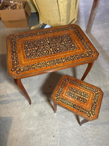 Set of 2 Italian Marquetry Style Nesting Tables