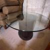 Round Glass Coffee Table on Pedestal - 2