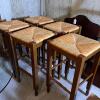 Set of 5 Pottery Barn Rush Seats Stools, 27" height
