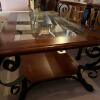 Ornate Scroll Iron and Wood Coffee Table and 2 End Tables - 8