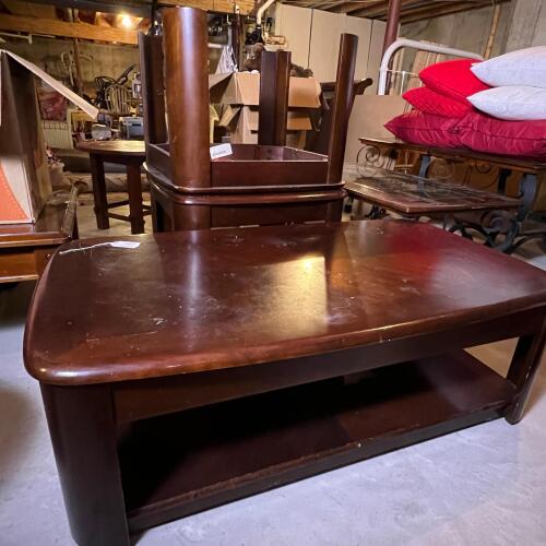 Dark Wood Lift Top Coffee Table with 2 End Tables