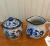 German Glazed Stoneware Creamer and Sugar Set