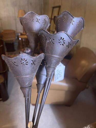 Set of 5 Metal Floral Cut-Out Outdoor Garden Torches