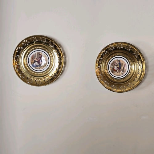 Regency Bone China Gold Wall Plates Pair