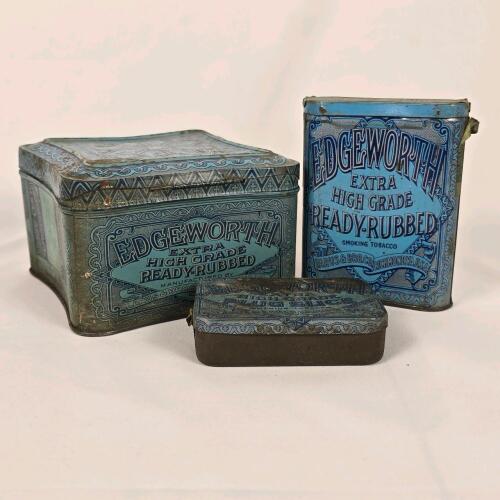 Edgeworth Ready-Rubbed and Plug Slice Blue Tobacco Tins
