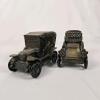 Banthrico 1910 Model T & Runabout Antique Brass Car Coin Bank Set - Laconia Savings Bank Promo