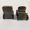 Banthrico 1910 Model T & Runabout Antique Brass Car Coin Bank Set - Laconia Savings Bank Promo - 3