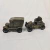 Banthrico 1910 Model T & Runabout Antique Brass Car Coin Bank Set - Laconia Savings Bank Promo - 4